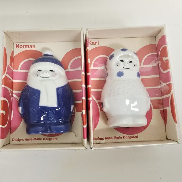 Porsgrund Norway Kari Norman Blue White Winter Snow Girl Boy Porcelain Figurines - Picture 4 of 9